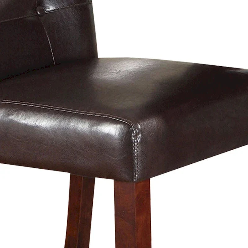 Chaise de comptoir en bois rembourrée en cuir, brun, ensemble de 2