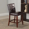 Chaise de comptoir en bois rembourrée en cuir, brun, ensemble de 2