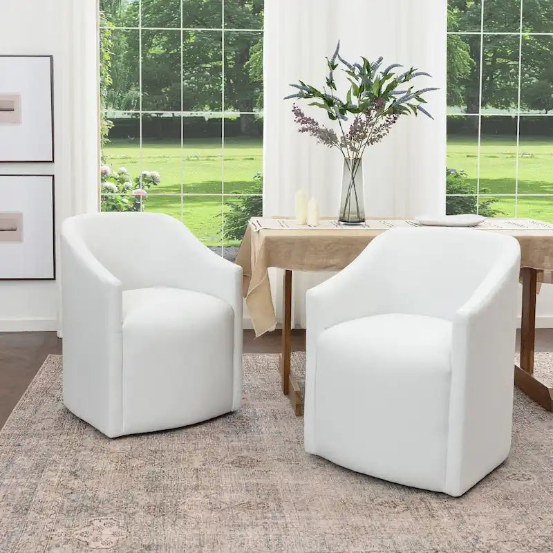 KINWELL Fauteuil de salle à manger roulant en tissu haute performance (lot de 2)