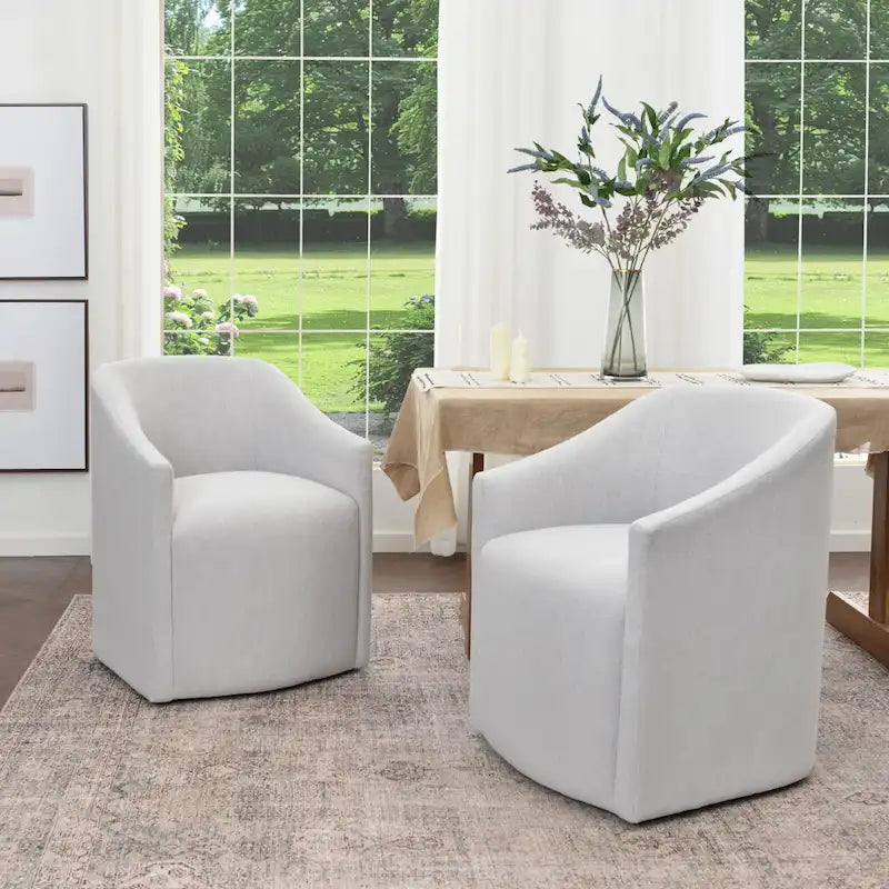 KINWELL Fauteuil de salle à manger roulant en tissu haute performance (lot de 2)