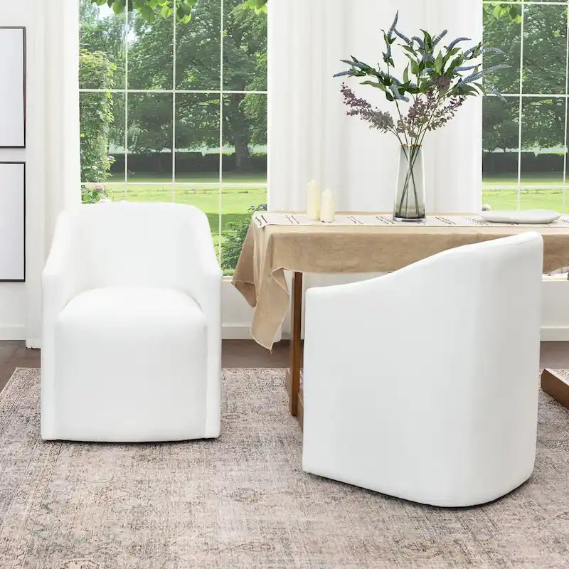 KINWELL Fauteuil de salle à manger roulant en tissu haute performance (lot de 2)