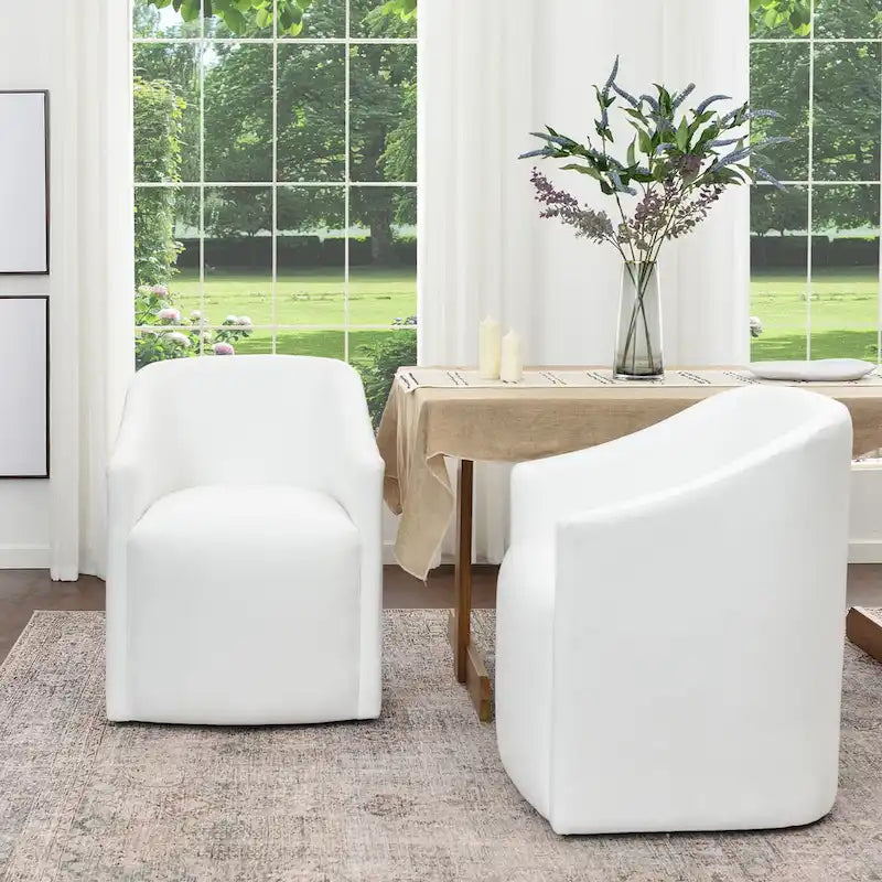 KINWELL Fauteuil de salle à manger roulant en tissu haute performance (lot de 2)