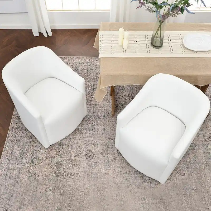 KINWELL Fauteuil de salle à manger roulant en tissu haute performance (lot de 2)