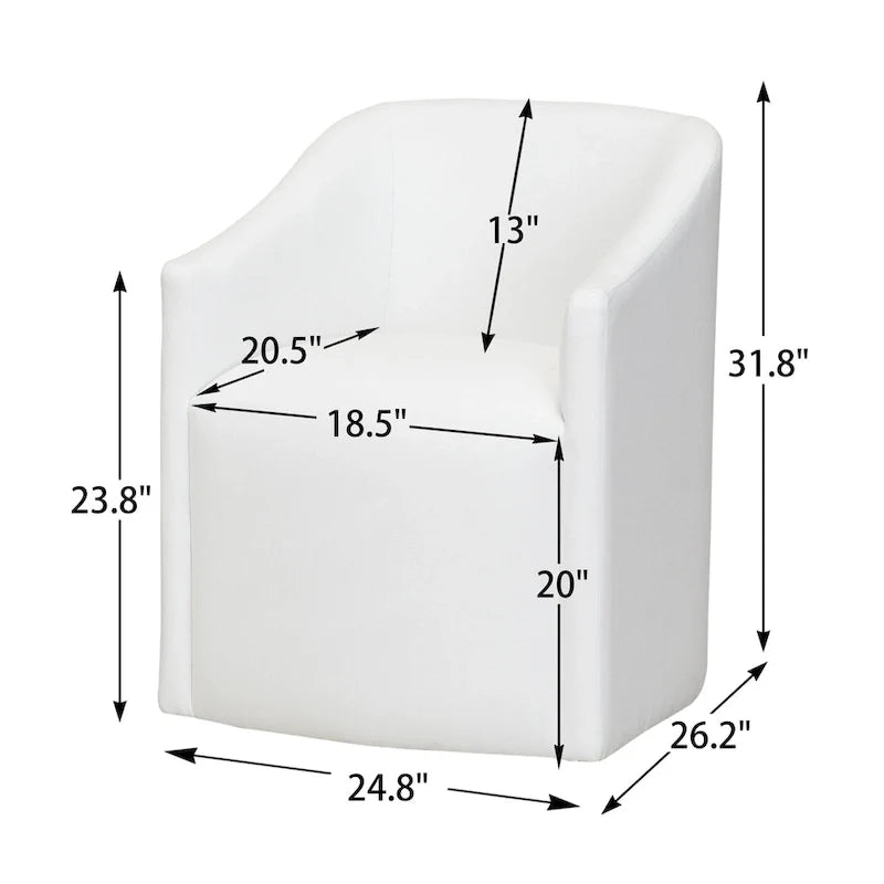 KINWELL Fauteuil de salle à manger roulant en tissu haute performance (lot de 2)