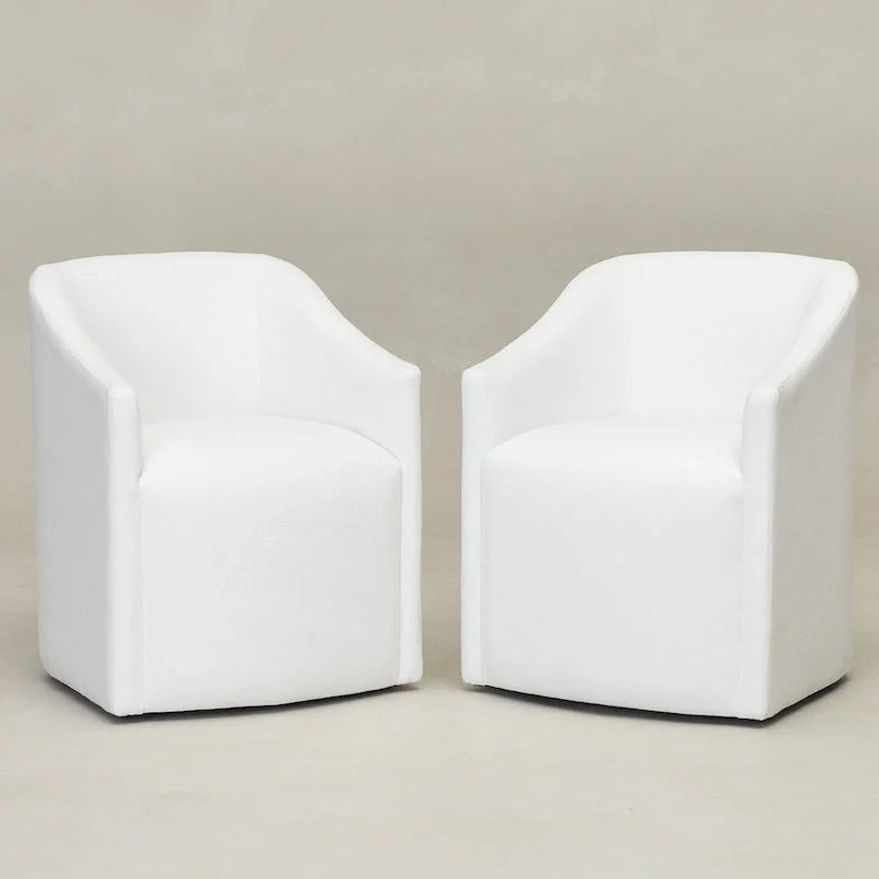 KINWELL Fauteuil de salle à manger roulant en tissu haute performance (lot de 2)