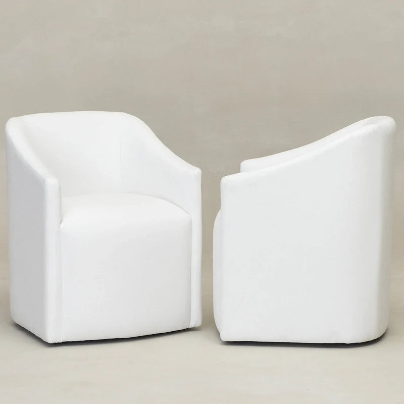 KINWELL Fauteuil de salle à manger roulant en tissu haute performance (lot de 2)