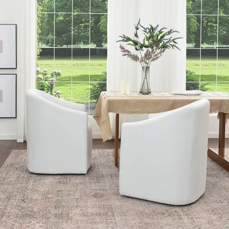 KINWELL Fauteuil de salle à manger roulant en tissu haute performance (lot de 2)