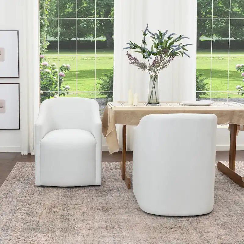 KINWELL Fauteuil de salle à manger roulant en tissu haute performance (lot de 2)