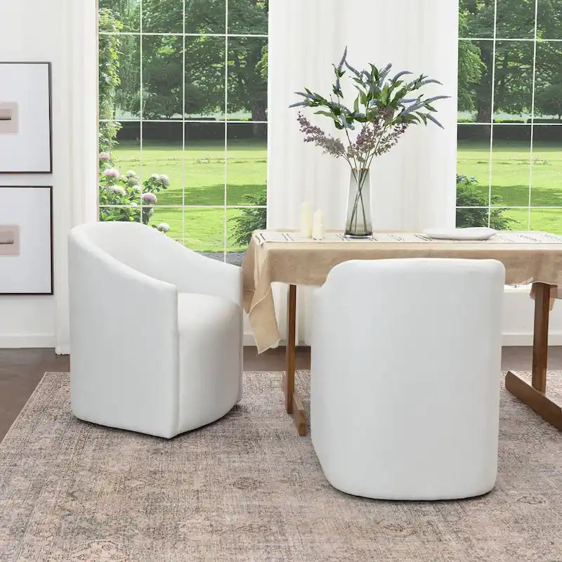KINWELL Fauteuil de salle à manger roulant en tissu haute performance (lot de 2)
