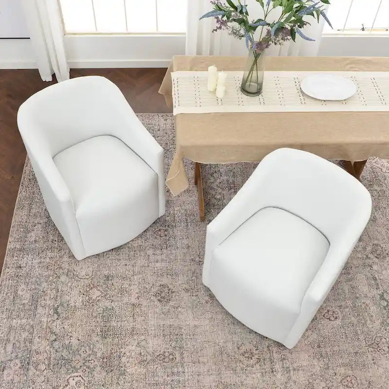 KINWELL Fauteuil de salle à manger roulant en tissu haute performance (lot de 2)