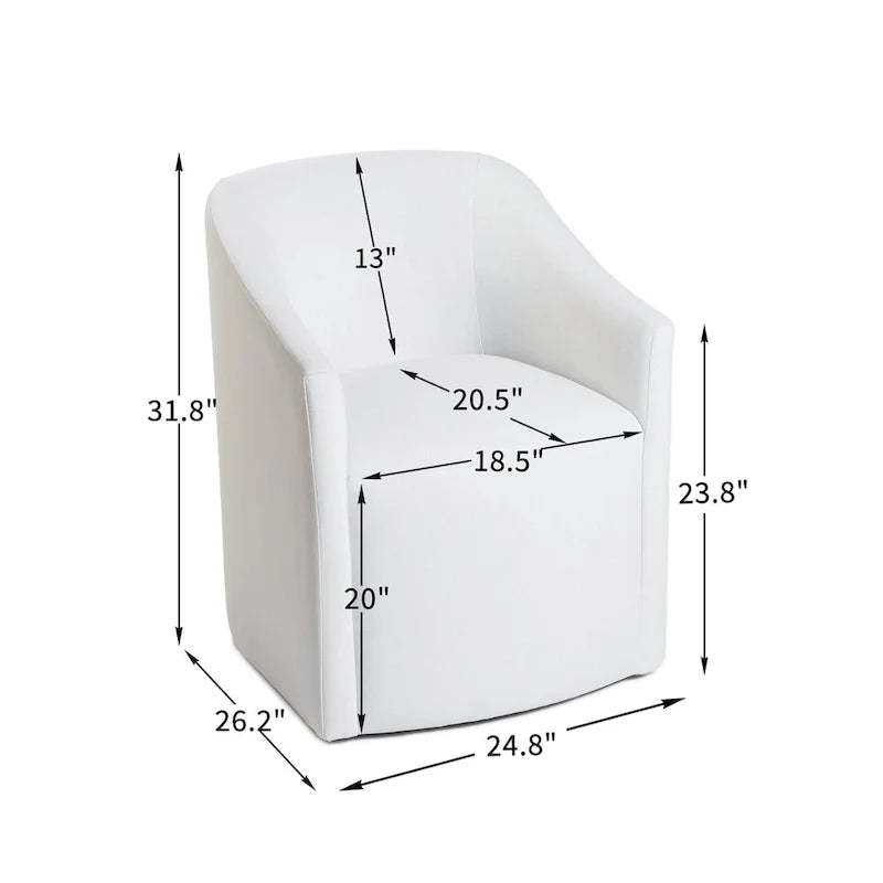 KINWELL Fauteuil de salle à manger roulant en tissu haute performance (lot de 2)