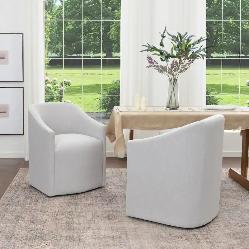 KINWELL Fauteuil de salle à manger roulant en tissu haute performance (lot de 2)