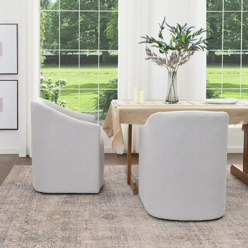 KINWELL Fauteuil de salle à manger roulant en tissu haute performance (lot de 2)