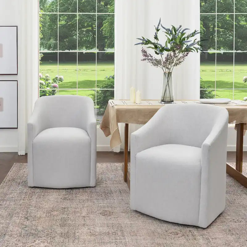 KINWELL Fauteuil de salle à manger roulant en tissu haute performance (lot de 2)