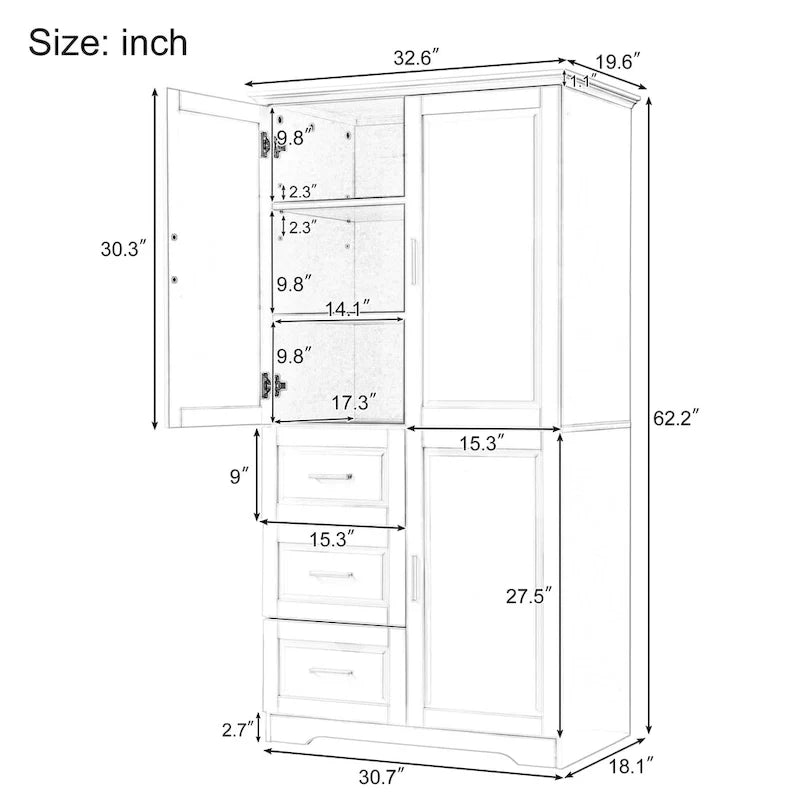 Meuble de rangement haut et large avec portes