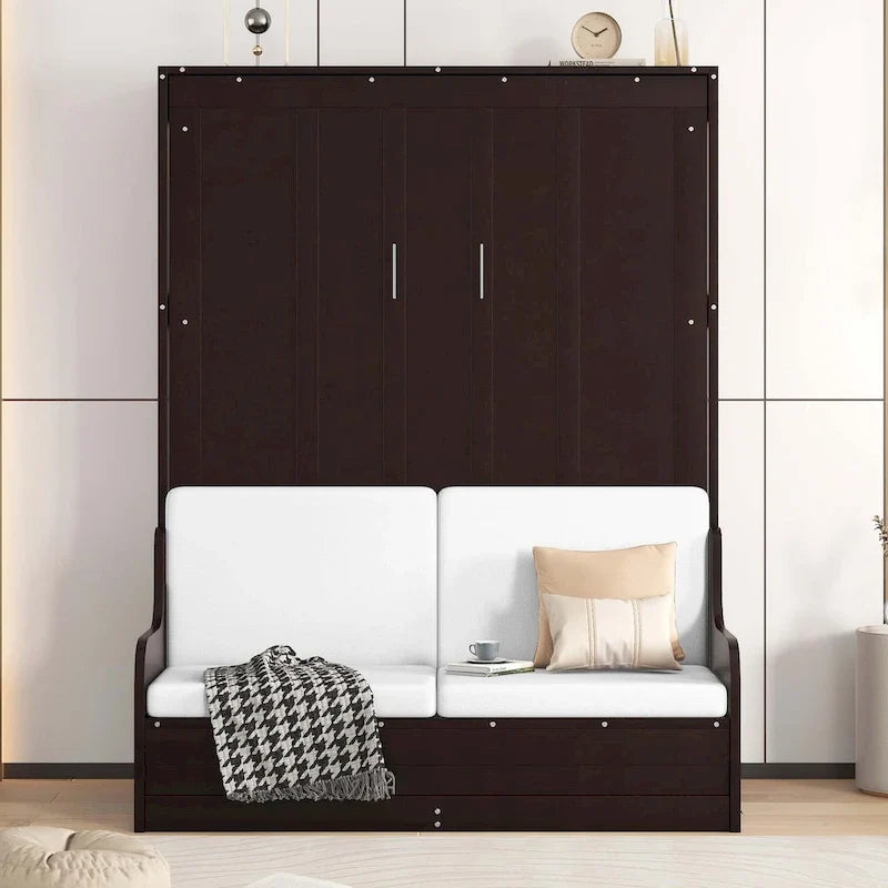 Lit mural escamotable Queen Size avec coussin